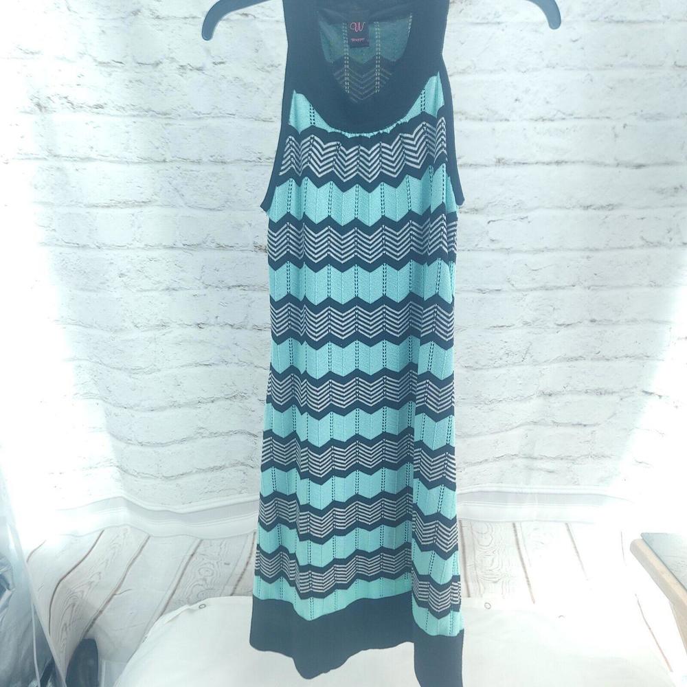 Wrapper Black Mint Chevron A-line Slevveless Size 6 Dress
